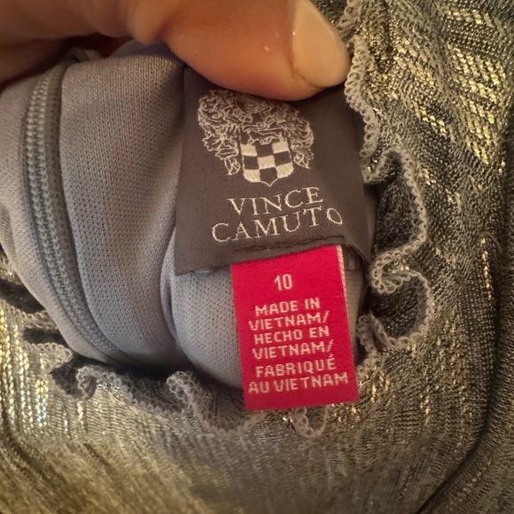 Vince Camuto Belted Wide-leg Metallic Jumpsuit - Picture 4 of 5